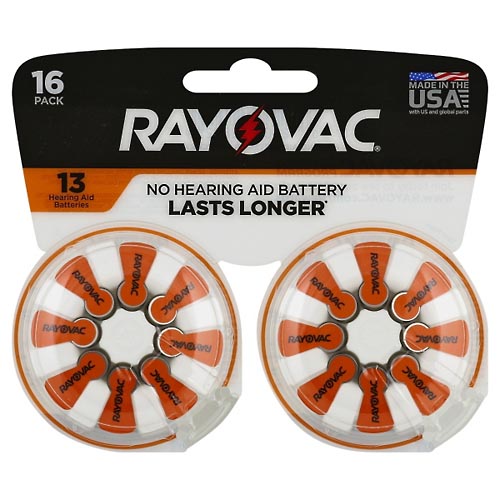 Image for Rayovac Batteries, Hearing Aid 13, 16 Pack,16ea from Brashear's Pharmacy