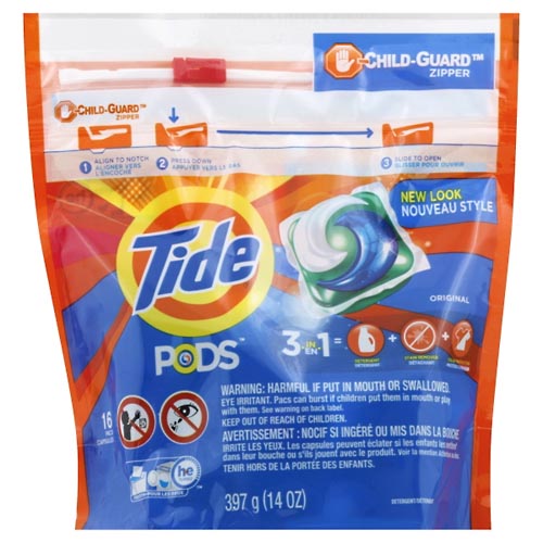 Image for Tide Detergent, 3-in-1, Original,16ea from Brashear's Pharmacy