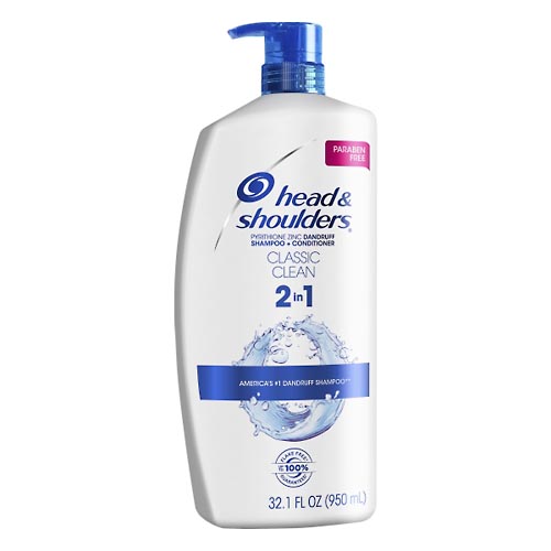 Image for Head & Shoulders Shampoo + Conditioner, Dandruff, 2 in 1, Classic Clean,32.1oz from Brashear's Pharmacy