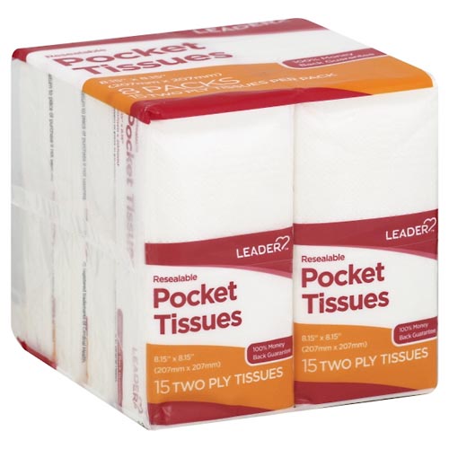 Image for Leader Pocket Tissues, Resealable, Two Ply,8ea from Brashear's Pharmacy